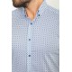White And Dark Blue Color Gingham Design Casual Cotton Short Sleeved Shirt