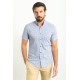 White And Dark Blue Color Gingham Design Casual Cotton Short Sleeved Shirt