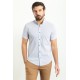 White Color Figured Design Casual Cotton Short Sleeved Shirt