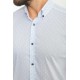 White Color Figured Design Casual Cotton Short Sleeved Shirt