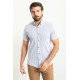 White Color Figured Design Casual Cotton Short Sleeved Shirt