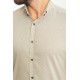 Beige Color Figured Design Casual Cotton Short Sleeved Shirt