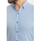 Blue Color Cotton Check Patterned Design Casual Short Sleeved Men's Shirt