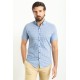 Blue Color Cotton Check Patterned Design Casual Short Sleeved Men's Shirt