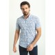 White Color Cotton Fabric Flower Figured Design Casual Short Sleeved Men's Shirt