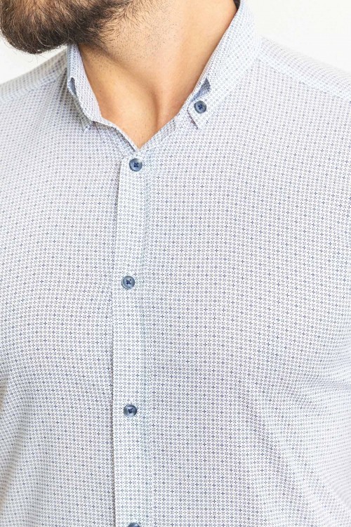 White Cotton Fabric Casual Men's Short Sleeved Shirt