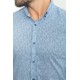 Blue Color Cotton Fabric Figured Design Casual Short Sleeved Men's Shirt