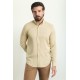 Beige Color Tencel Fabric Casual Men's Shirt