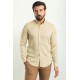 Beige Color Tencel Fabric Casual Men's Shirt