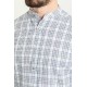 White And Black Color Check Patterned Design Casual Linen Shirt