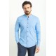 Blue Mandarin Collar Dobby Design Casual Cotton Men's Shirt