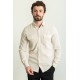 Stone Color Flap Pocket Design Casual Cotton Men's Shirt