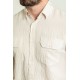 Stone Color Flap Pocket Design Casual Cotton Men's Shirt