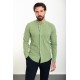 Unripe Almond Color Mandarin Collar Design Casual Men's Linen Shirt