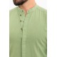 Unripe Almond Color Mandarin Collar Design Casual Men's Linen Shirt