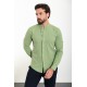 Unripe Almond Color Mandarin Collar Design Casual Men's Linen Shirt