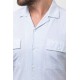 Blue And Ecru Color Casual Cotton Short Sleeved Men's Shirt