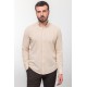 Beige And Ecru Color Dobby Design Casual Men's Cotton Shirt