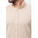 Beige And Ecru Color Dobby Design Casual Men's Cotton Shirt