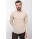 Beige And Ecru Color Dobby Design Casual Men's Cotton Shirt