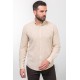 Beige And Ecru Color Dobby Design Casual Men's Cotton Shirt
