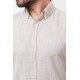 Stone And Ecru Color Dobby Design Casual Men's Cotton Shirt