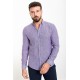 Dark Blue Color Cotton And Linen Fabric Striped Design Casual Men's Shirt