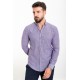 Dark Blue Color Cotton And Linen Fabric Striped Design Casual Men's Shirt
