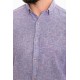 Dark Blue Color Cotton And Linen Fabric Striped Design Casual Men's Shirt