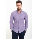 Dark Blue Color Cotton And Linen Fabric Striped Design Casual Men's Shirt