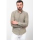 Khaki Color Cotton And Linen Fabric Striped Design Casual Men's Shirt