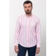 White And Salmon Color Cotton Fabric Striped Design Casual Men's Shirt