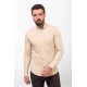 Beige Color Striped Design Casual Cotton Men's Shirt