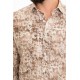 Camel And Ecru Color Figured Design Casual Cotton Men's Shirt