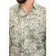 Khaki And Ecru Color Figured Design Casual Cotton Men's Shirt