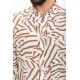 Camel And Ecru Color Figured Design Casual Cotton Men's Shirt