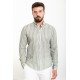 Khaki And Ecru Color Striped Design Casual Men's Cotton Shirt