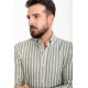 Khaki And Ecru Color Striped Design Casual Men's Cotton Shirt