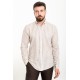 Beige And Ecru Color Striped Design Casual Men's Cotton Shirt