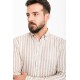 Beige And Ecru Color Striped Design Casual Men's Cotton Shirt
