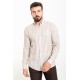 Beige And Ecru Color Striped Design Casual Men's Cotton Shirt
