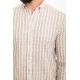 Beige And Ecru Color Striped Design Casual Men's Cotton Shirt