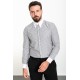 Black And White Color Striped And Hooked Needle Design Classic Men's Shirt