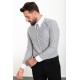 Black And White Color Striped And Hooked Needle Design Classic Men's Shirt
