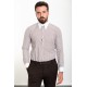 Brown And White Color Striped And Hooked Needle Design Classic Men's Shirt