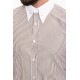 Brown And White Color Striped And Hooked Needle Design Classic Men's Shirt