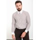 Brown And White Color Striped And Hooked Needle Design Classic Men's Shirt