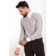 Brown And White Color Striped And Hooked Needle Design Classic Men's Shirt
