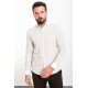 Beige And White Color Striped Design Classic Men's Cotton Shirt