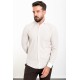 Beige And White Color Striped Design Classic Men's Cotton Shirt